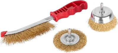 Image de Brosse Tigerlion 8003B, coupelle, ondulée, jeu de 3 brosses, avec queue