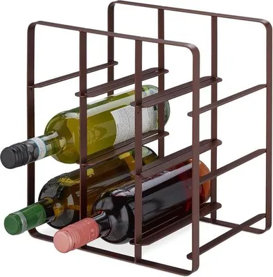 Produktbild von Famanu Weinregal für 9 Flaschen - pulverbeschichtetes Eisen - Weinflaschenregal für Küche & Bar - 30 x 27,5 x 20 cm - braun