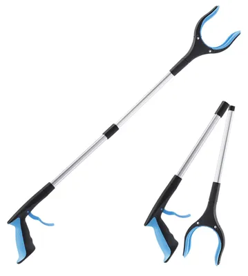 Imagen del producto de Pinza de agarre de 83 cm, con puntos magnéticos y cabeza giratoria de 360°, fabricada en aluminio, ideal para personas mayores