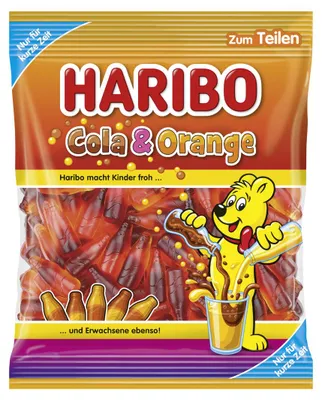 Zdjęcie produktu dla Żelki owocowe Haribo o smaku coli i pomarańczy, bardziej owocowy smak, 175 g