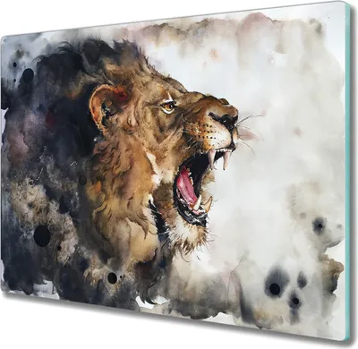 Produktbild von Coloray Schneidebrett Herdabdeckplatte 60x52 cm Kochplattenabdeckung Hackbrett Küchenbrett - Tierlöwe