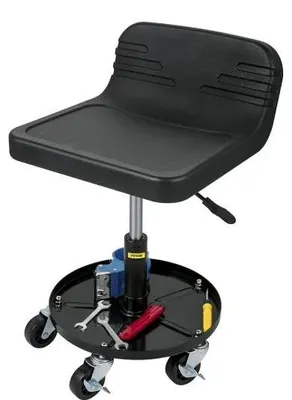 Image de Tabouret d'atelier à roulettes - Tabouret de mécanicien à roulettes - Pour charges lourdes - Réglable en hauteur - Porte-outils - Roulettes pivotantes à 360° - Modèle B