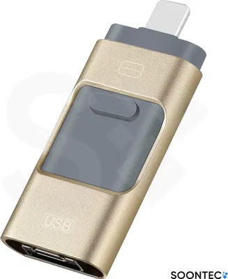 Produktbild von SOONTEC 64 GB 3.0 USB-Stick Memory Stick 3 in 1 MICRO USB / USB / Lightning für iPhone (Gold)