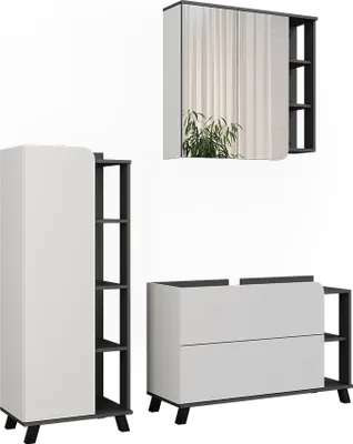 Produktbild von Badmöbel-Set Vicco Karen Anthrazit/Weiß 3 Teile, Model 55440