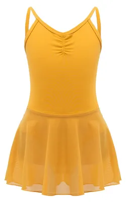 Produktbild von Balletkleid für Mädchen – Baumwoll-Gymnastiktrikot mit Tüllrock – Gelb – Größe 110