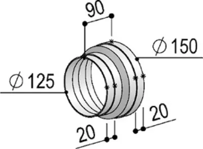 Produktbild von berbel System 150 Reduzierstück Ø125/150    6000323