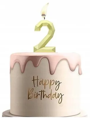 Produktbild von GoDan Kerze Zahl 2 Gold Tortendekoration Geburtstag