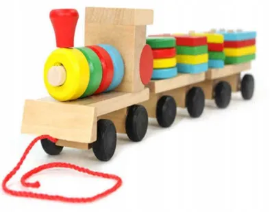 Zdjęcie produktu dla Lt292 Drewniany Pociąg Z Klockami Sorter Montessori Wagony