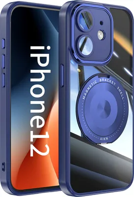 Image de Etui pour iPhone 12 protection militaire transparente avec anneau magnétique et protection de l'appareil photo bleu