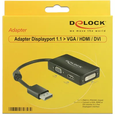 Image de DeLOCK Adap.Dislpyp>VGA/HDMI/DVI bk - DeLOCK 62656 - (PC Zubehoer / Cable / Adapter)