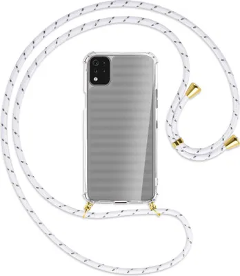 Produktbild von Handykette Backcover-Schutzhülle mit Band (Metall goldfarben) für LG K42 LM-K420 - weiß/grau