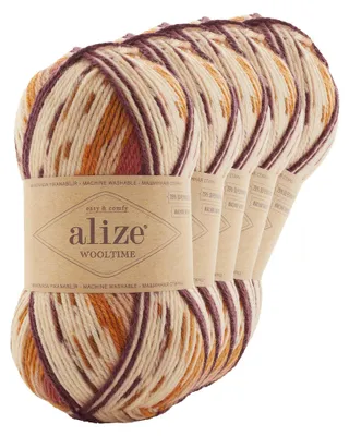 5 x 100g Sockenwolle Alize Wooltime 75% Wolle OEKO-Tex 100 Strickgarn Häkelgarn Farbwahl 11022 Wüstenfuchs