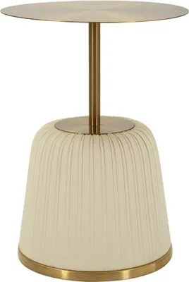 Produktbild von Mauro Ferretti Beistelltisch Egle Weiß Gold Ø40x55 cm Metall PU