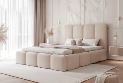 Produktbild von FURMEB24 Polsterbett MARO + Matratze - 120 x 200 cm - CREME