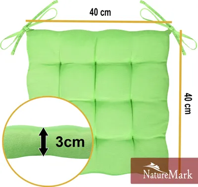 Produktbild von Unyqoos® Sitzkissen 4er-Set 40×40×3 cm mit Bändern – Stuhlkissen für drinnen & draußen, Apfelgrün, 55% Baumwolle/45% Polyester, waschbar 30 °C