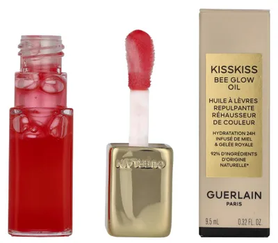 Imagen del producto de Guerlain KissKiss Bee Glow Oil, color rojo, Poppy Glow, hidratante, nutritivo, voluminizador, en formato líquido, con brillo, duración de 24 horas