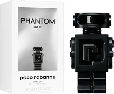 Zdjęcie produktu dla Rabanne Phantom Parfum, Mężczyźni, 50 ml, Butelka jednorazowa, Bergamotka, Kardamon, Cytryna, Rabarbar, Drzewo cedrowe, Geranium, Lawenda, Paczula, Tolu balsam, Wanilia, Wetiwer