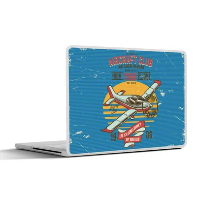 Produktbild von MuchoWow® Laptop Aufkleber Sticker Cover Mancave - Flugzeug - Vintage 25x18 cm - Laptop-Deko