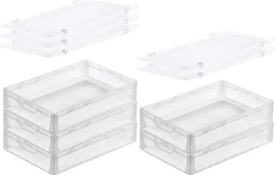 Produktbild von SuperSparSet 5x Transparenter Eurobehälter LightLine mit offenem Griff und Scharnierdeckel | HxBxT 12x40x60cm | 24 Liter | Eurobox, Transportbox, Transportbehälter, Stapelbehälter