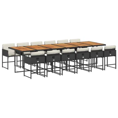 Produktbild von vidaXL 13-tlg. Garten-Essgruppe mit Kissen Schwarz Poly Rattan
