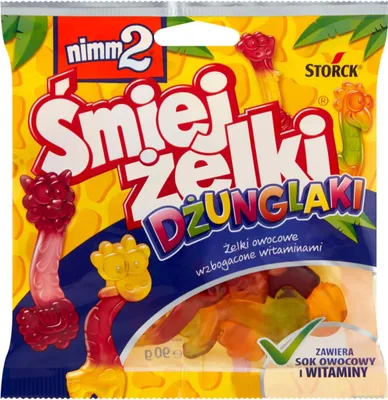 Zdjęcie produktu dla Nimm2 Śmiejżelki Dżunglaki Żelki Owocowe Wzbogacone Witaminami 90 G