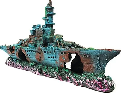 Produktbild von Slocme Aquarium Shipwreck Dekorationen Schiffer Ornamente - Harzmaterial versunken