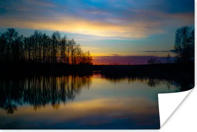 Produktbild von MuchoWow® Poster Wasser - See - Bäume - Sonnenuntergang - Natur 120x80 cm - Bilder