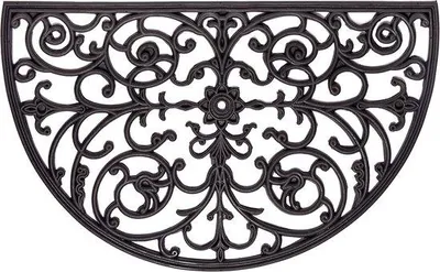 Produktbild von Ibenzoa® Türmatte Halbkreis aus Gummi, Schwarz 45x75 cm – rutschfest, wetterbeständig, leicht zu reinigen für Innen- & Außenbereich