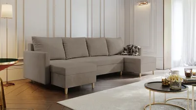 Produktbild von AX LIVING Sofa U Form mit Schlaffunktion Wesly U 290 cm – Elegantes Braun