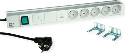 Immagine prodotto di BACHMANN 19" 1HE 5xCEE7/3 1xSchalter 1xGVS-Plus 2,0m CEE7/7