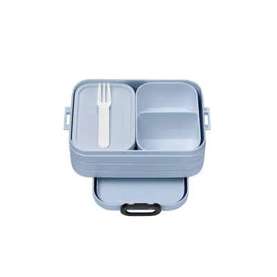 Produktbild von Mepal - Bento Brotdose Midi TAB - Brotdose mit Bento Box - Für 2 Sandwiches oder 4 Brotscheiben - Lunchbox für kleine Snacks & Reste - Brotdose Erwachsene Essenbox mit Fächern - 900 ml - Nordic blue