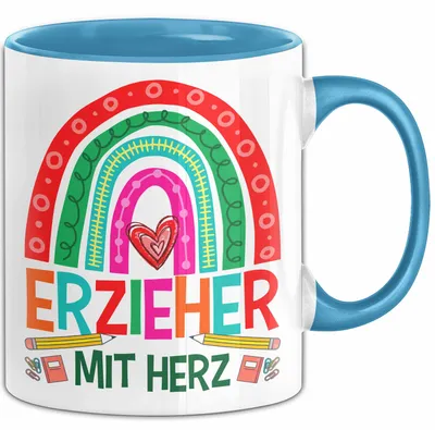 Produktbild von Erzieher Mit Herz Tasse Lustiges Geschenk Für Kindergarten Erzieher Mann (Blau)