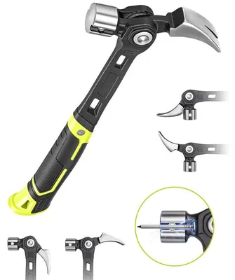 Produktbild von Latthammer Verstellbar, Zimmermannshammer mit 4-fach Verstellbarer Nagelklaue, Magnetischer Nagelhalter, Stahlhammer für Handwerk und DIY
