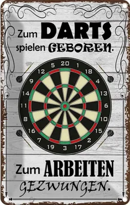 Produktbild von vianmo Blechschild 18x12 cm zum Darts spielen geboren Sport Hobby Spruch Zitat