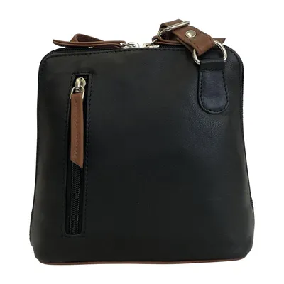 Produktbild von C1427 Cinino Umhängetasche Ledertasche Schwarz/Cognac