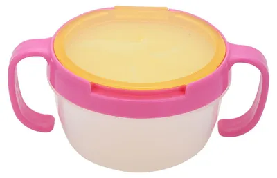 Immagine prodotto di Senza BPA, doppio manico, ciotola a tenuta stagna, contenitore per snack per bambini, neonati e bambini piccoli (rosa)