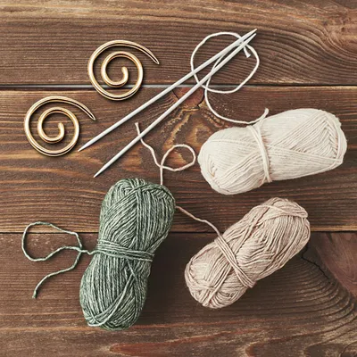 Produktbild von Spiralkabel-Stricknadel, Edelstahl-Schalnadel zum Garnnähen, gebogene Gobelinnadeln, Stichhalter