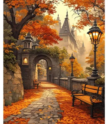 Immagine prodotto di Dipingere per numeri - Paesaggio autunnale, 40x50 cm