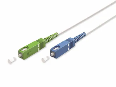 Produktbild von Glasfaserkabel (FTTH), Singlemode (OS2) White, (Simplex), 20 m SC-APC (8°) Stecker > SC-UPC Stecker, halogenfreier Kabelmantel (LSZH), Lichtwellenleiter (LWL)