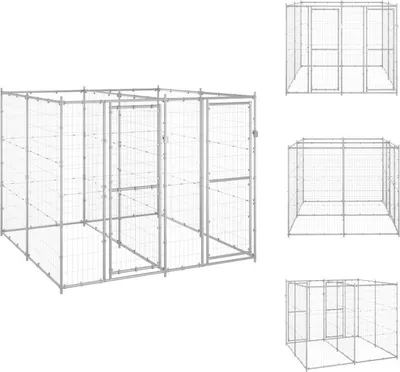 Image de vidaXL Chenil extérieur Acier galvanisé 4,84 m² - Chenils et parcs pour chiens