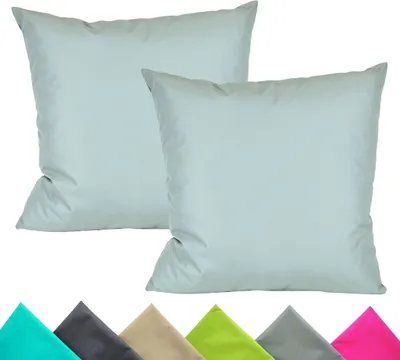 Produktbild von JACK 2er Set 40x40cm Outdoor Kissenhülle Kissenbezug Wasserfest Sitzkissen Lounge Kissen Garten Stuhl Lotus Effekt, Farbe:Silber