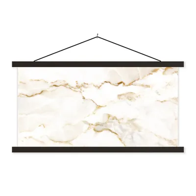 Produktbild von MuchoWow® Textilposter Marmor - Limette - Gold - Luxus - Marmoroptik - Weiß 150x75 cm mit schwarzem Rahmen - Posterleiste