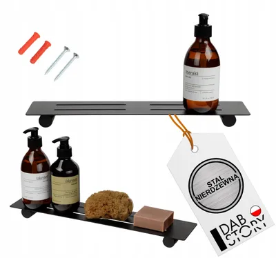 Produktbild von DABSTORY Duschablage Schwarz Edelstahl Wandmontage Matt 40cm