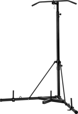 Immagine prodotto di VEVOR 2 in 1 porta sacco da boxe in acciaio, supporto per sacco da boxe regolabile in altezza con barra per trazioni (capacità di carico 65 kg), attrezzo fitness indipendente per palestra nero