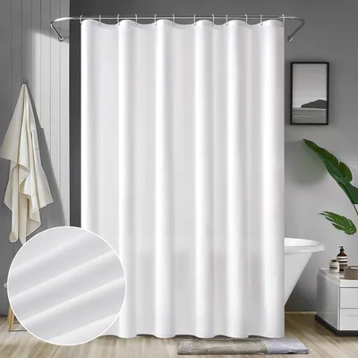 Immagine prodotto di Tenda da doccia 120x180 cm, bianca, impermeabile, in tessuto, antimuffa, lavabile, ad asciugatura rapida, con 8 ganci