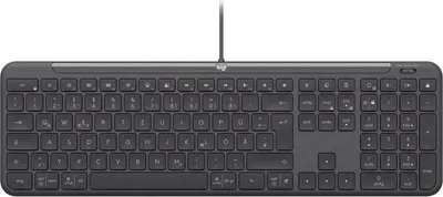 Produktbild von Logitech Signature Slim Wired K620 For Business, Volle Größe (100%), Kabelgebunden, USB, Scherenschalter, QWERTY, Graphit