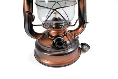 A close-up view of a retro-style hurricane lantern.