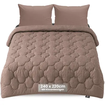 Produktbild von Slaapspeciaal Bettdecke ohne Bezug 240x220 - Ganzjahresdecke Wärmestufe 2 - 100% Baumwollen-Decke - Überlänge - Inkl. 2 Kissenbezüge - Braun