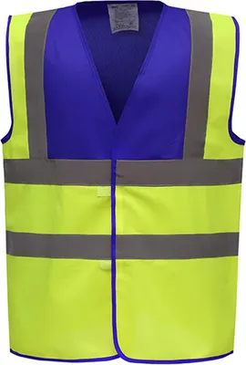 Produktbild von YOKO HVW100 | Sicherheitsweste High Visibility 2 Bands & Braces Waistcoat - Farbe: Royal Yoke/Hi-Vis Yellow - Größe: XXL