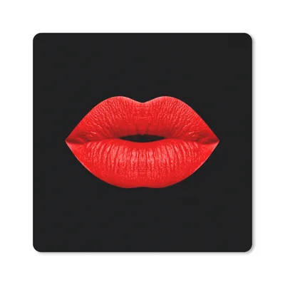 Produktbild von MuchoWow® Mauspad Mousepad Lippen - Rot - Schwarz 20x20 cm - Mousepads - Maus Mat - Pad - Mausunterlage - Desk Mat - Bureauartikeln